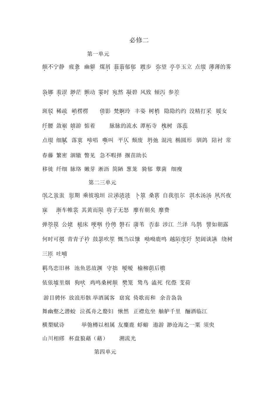 高中语文新教材应掌握的词语必修二_第1页