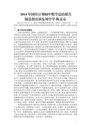 2014年国培计划初中数学总结报告