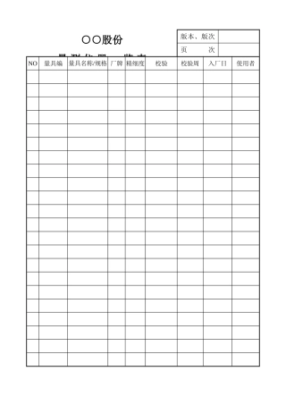 量测仪器一览表