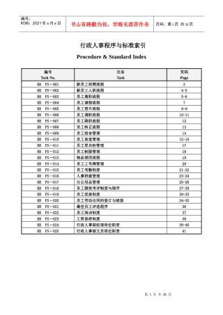 行政人事部程序与标准