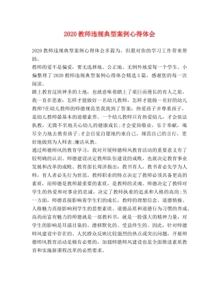 2024教师违规典型案例心得体会 