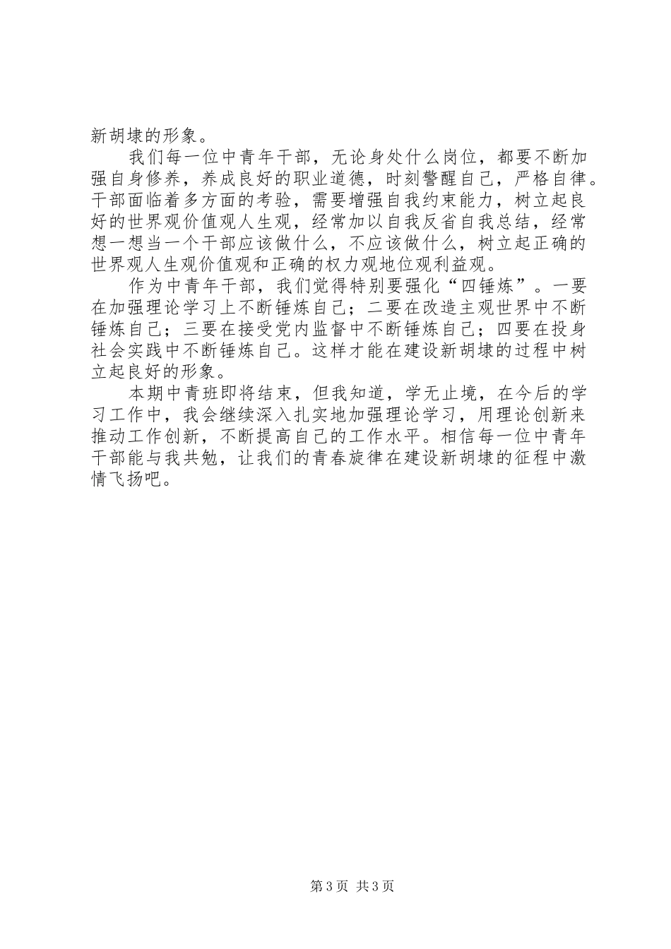 中青班学习期满结业典礼汇报演讲稿材料-_第3页