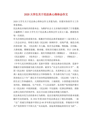 2024大学生关于民法典心得体会作文 