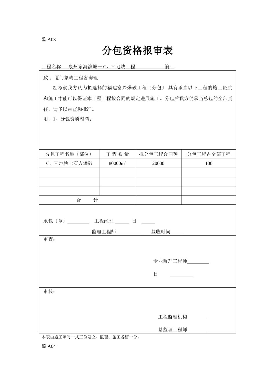 泉州东海滨城一期CH地块工程监理表格_第3页