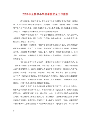 2024年全县中小学生暑假安全工作报告 