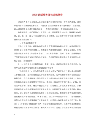 2024计划财务处长述职报告 