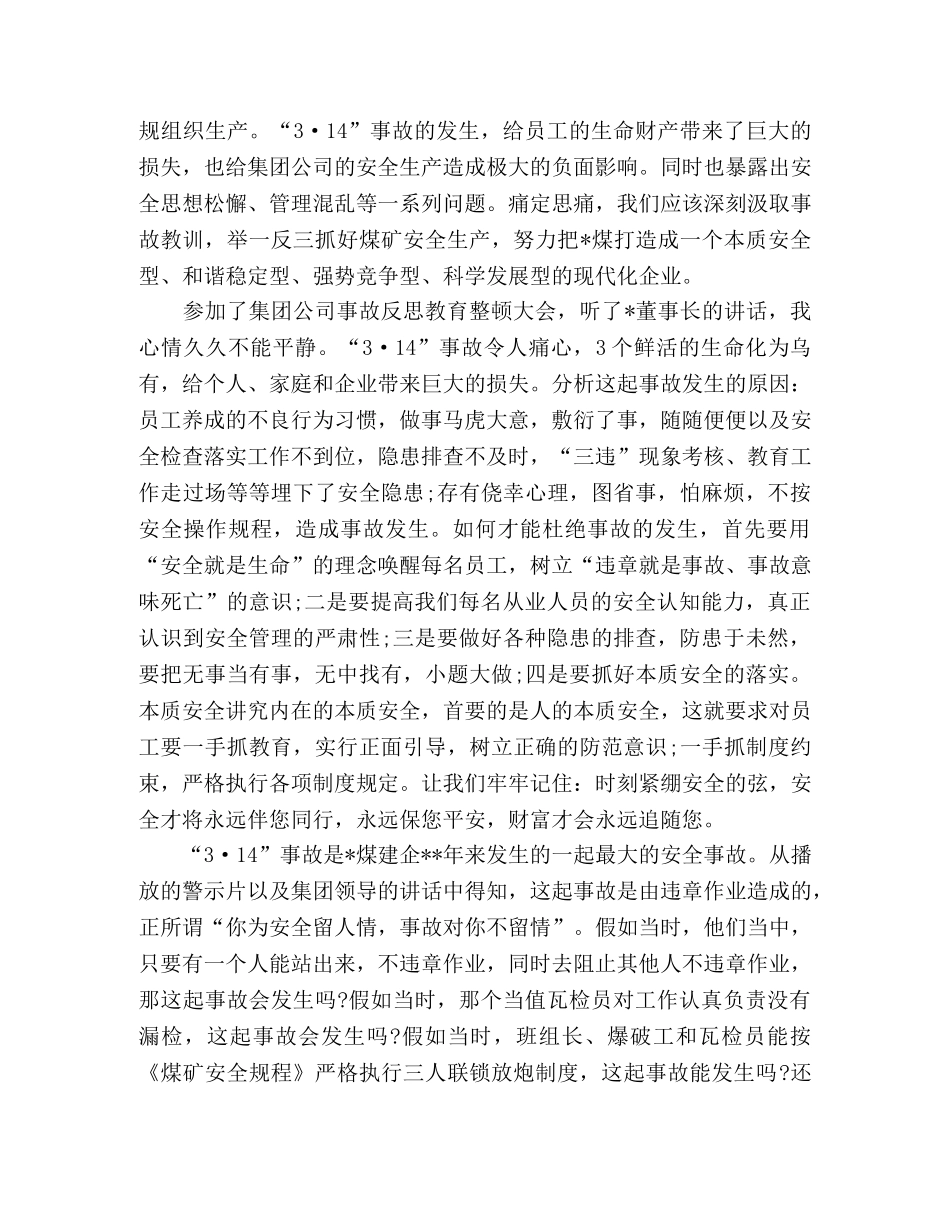 “3·14”事故反思教育整顿大会心得体会 _第2页