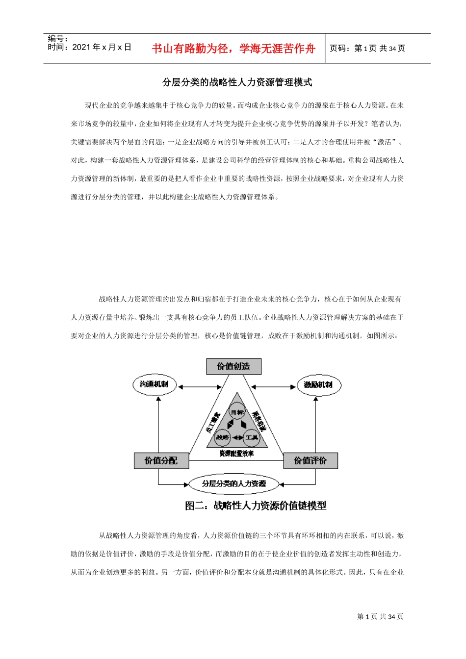 分层分类的战略性人力资源管理模式_第1页