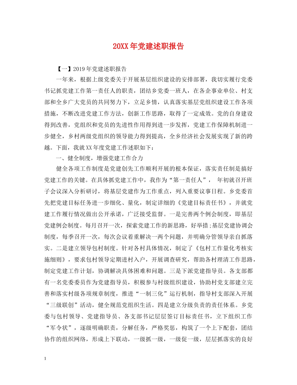 20XX年党建述职报告 (000002)_第1页