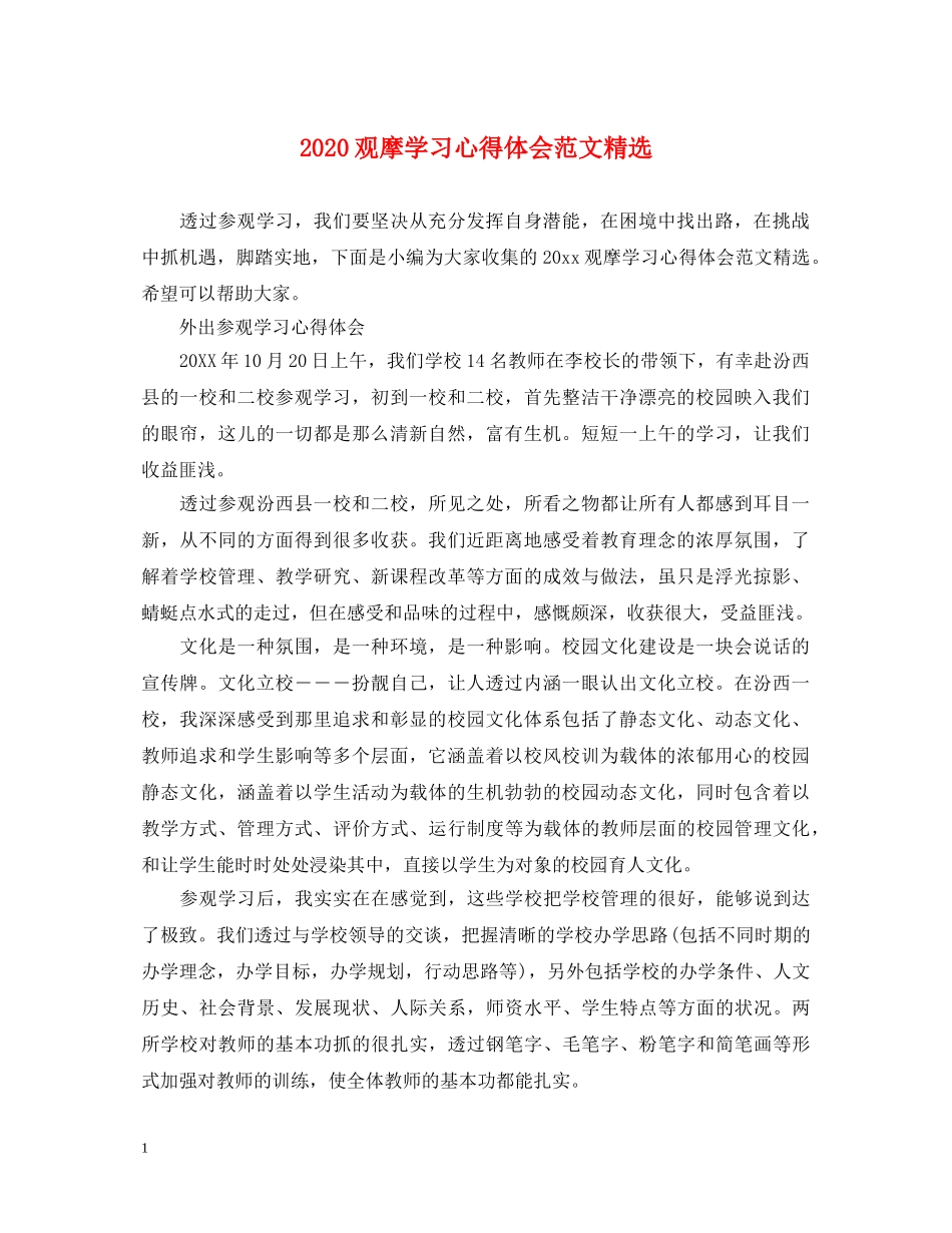 2024观摩学习心得体会范文精选 _第1页