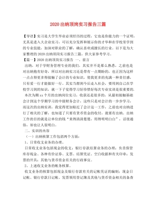 2024出纳顶岗实习报告三篇 