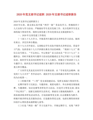 2024年党支部书记述职 2024年支部书记述职报告 