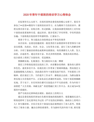 2024年青年干部班的培训学习心得体会 