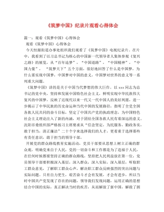 《筑梦中国》纪录片观看心得体会 