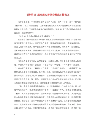 《榜样4》观后感心得体会精选5篇范文 