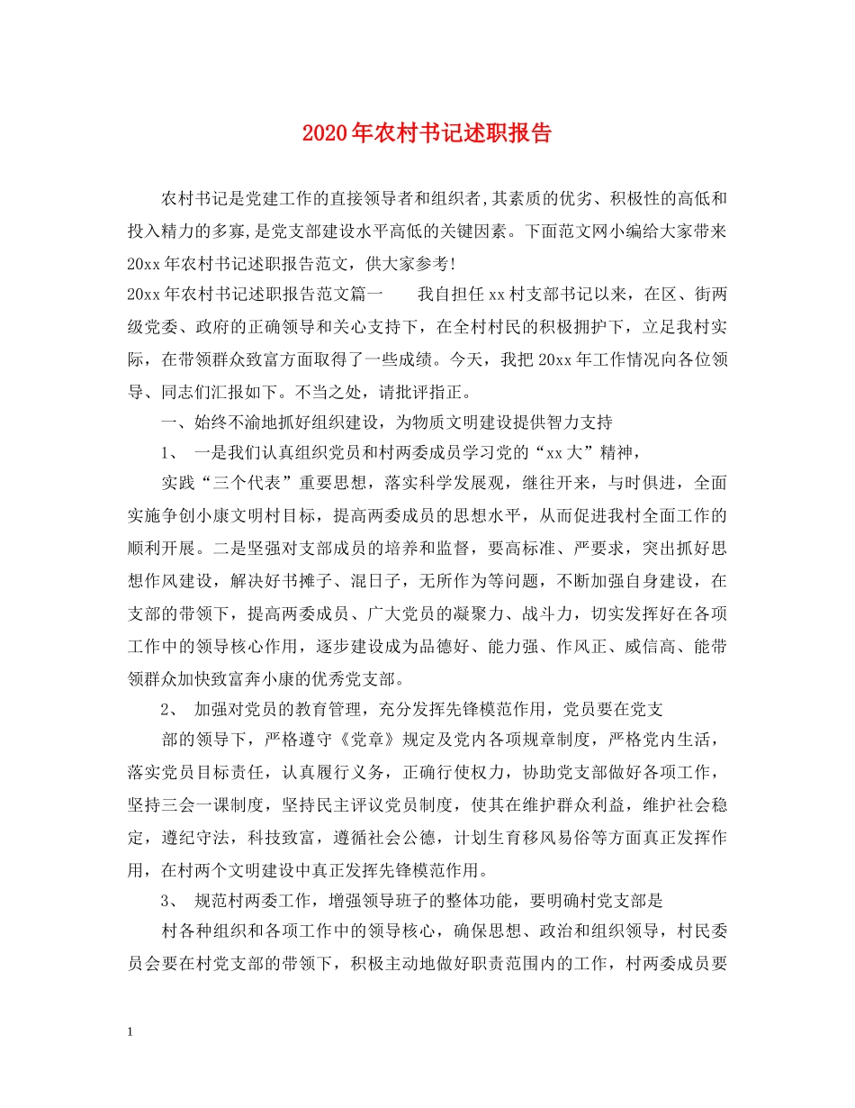 2024年农村书记述职报告 _第1页