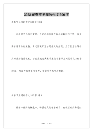 2024在春节见闻的作文300字