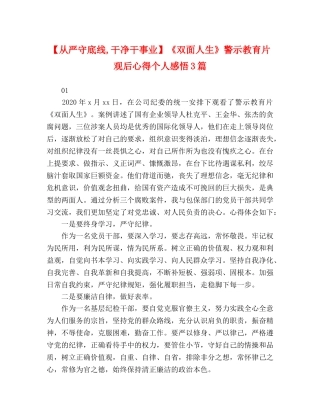 【从严守底线,干净干事业】《双面人生》警示教育片观后心得个人感悟3篇 