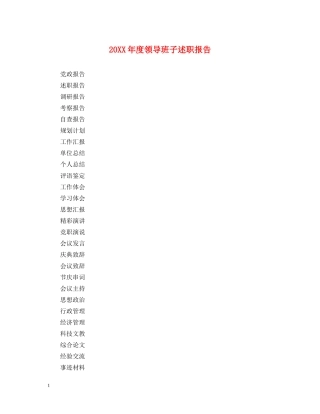 20XX年度领导班子述职报告 