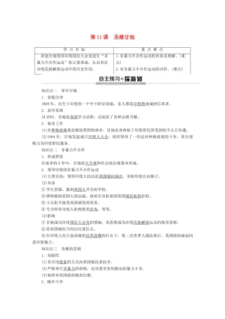 高中历史 第3单元 资产阶级政治家 第11课 圣雄甘地学案 岳麓版选修4-岳麓版高二选修4历史学案
