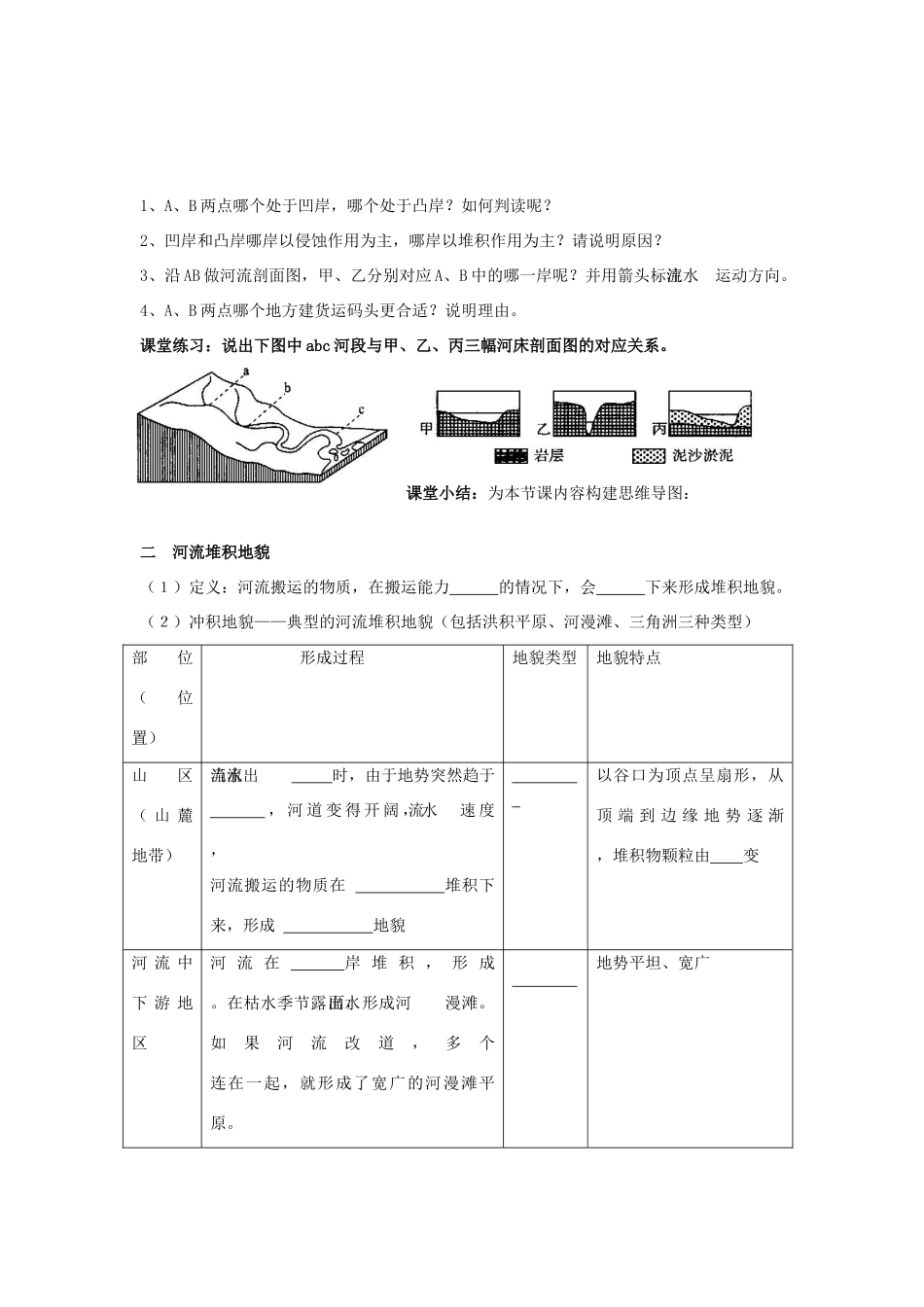 海南省海口市第十四中学高中地理 第四章 第3节河流地貌的发育导学案 新人教版必修1_第3页