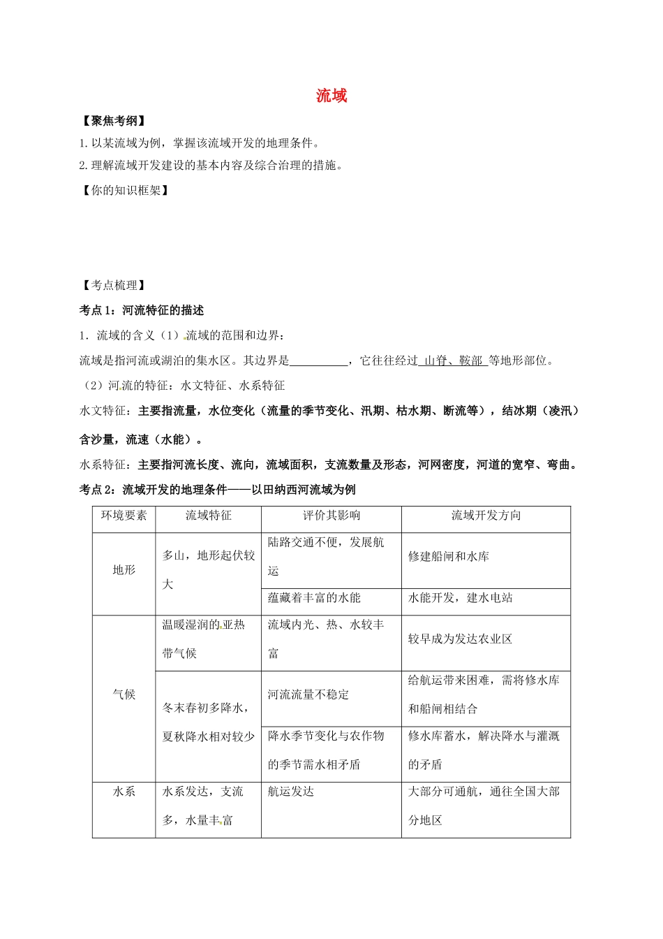 江苏省常州市高考地理一轮复习 流域学案-人教版高三全册地理学案_第1页