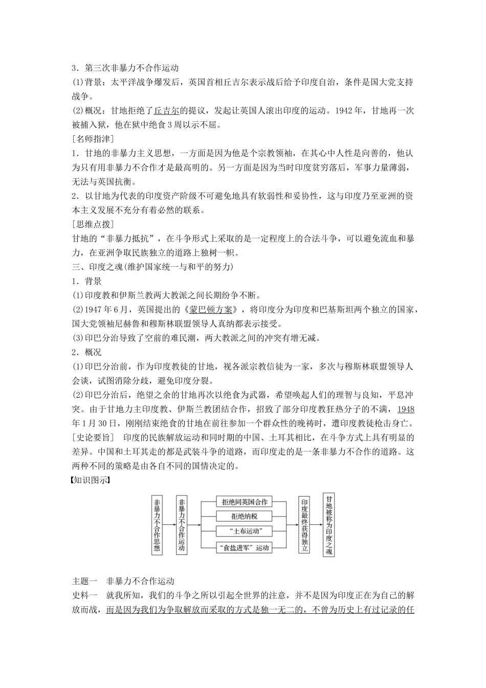 高中历史 专题四“亚洲觉醒”的先驱 第2课 圣雄甘地学案 人民版选修4-人民版高二选修4历史学案_第2页