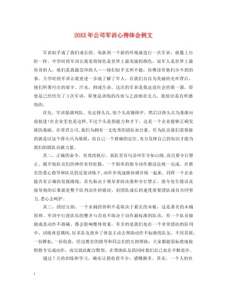 20XX年公司军训心得体会例文 
