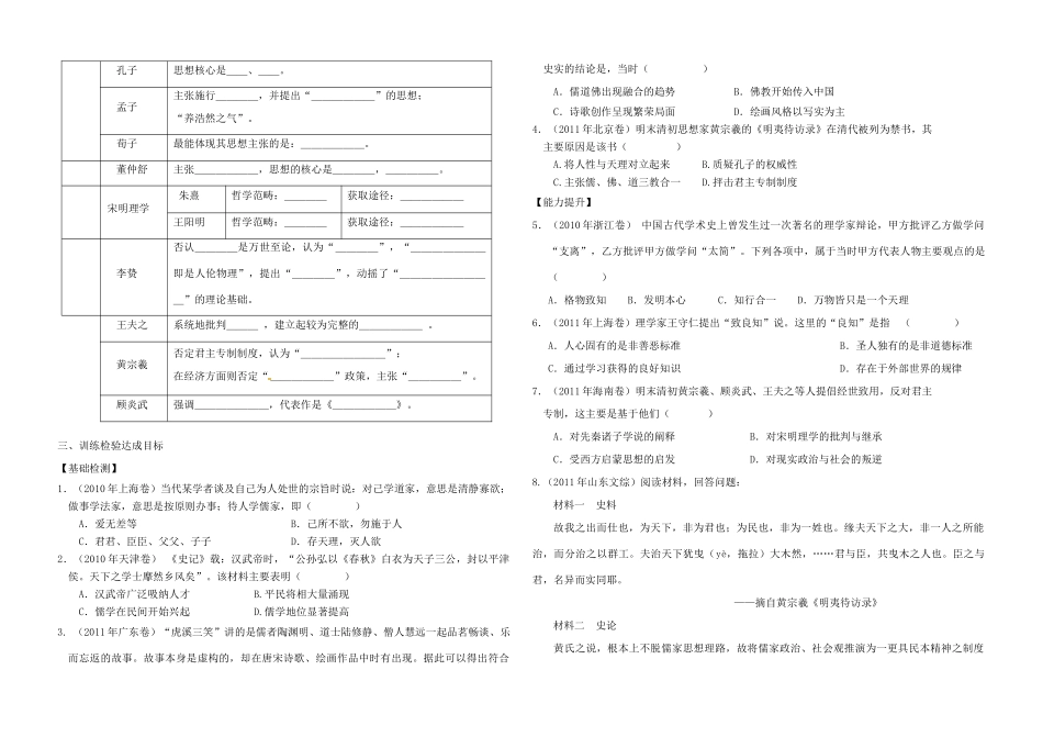高中历史 第一单元《中国古代的思想与科技》复习学案1 岳麓版必修3_第2页