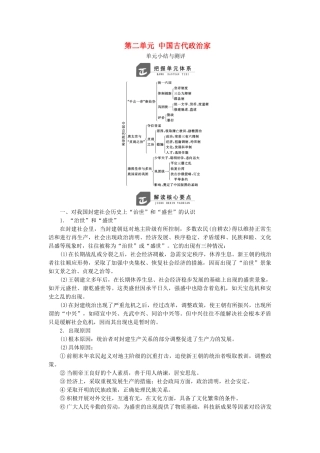 高中历史 第二单元 中国古代政治家单元小结与测评学案（含解析）岳麓版选修4-岳麓版高二选修4历史学案