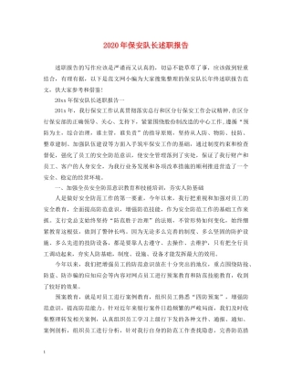 2024年保安队长述职报告 