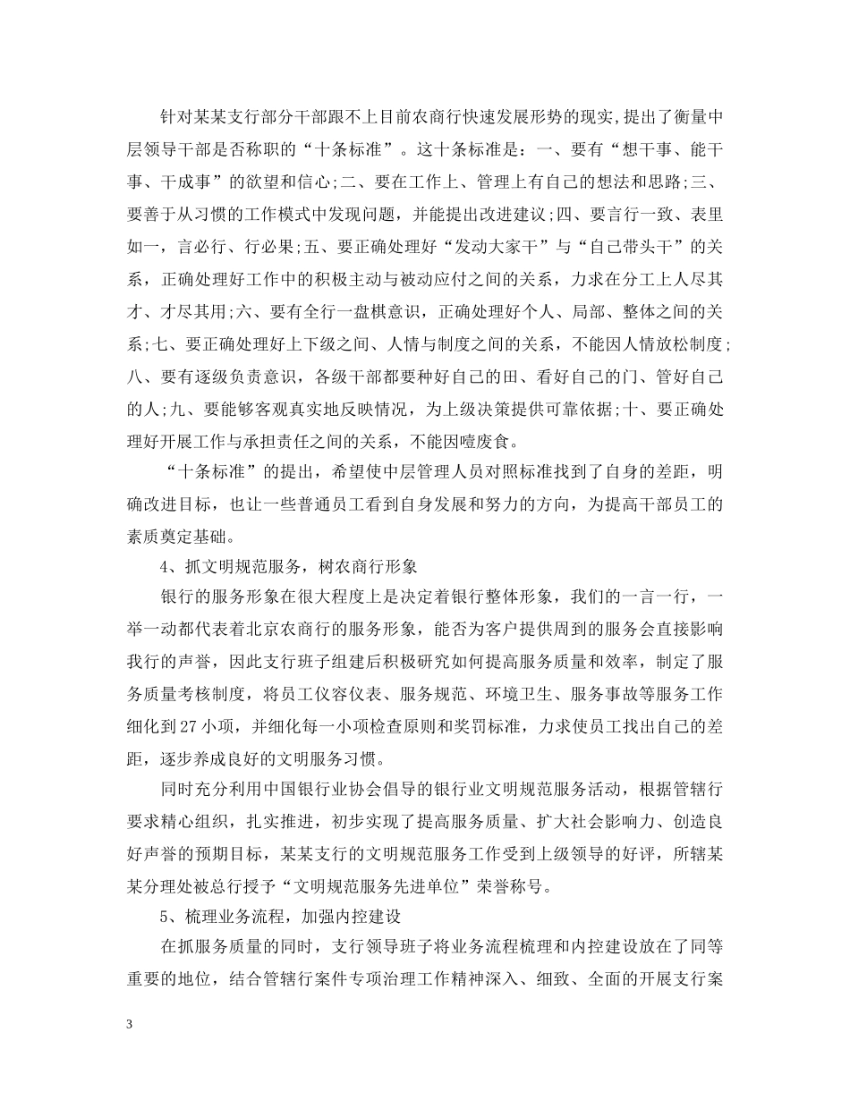 20XX年度支行行长述职报告 _第3页