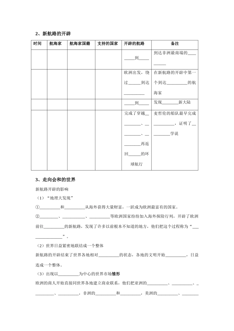 高中历史第五单元 开辟新航路学案必修2_第2页