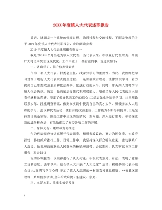 20XX年度镇人大代表述职报告 