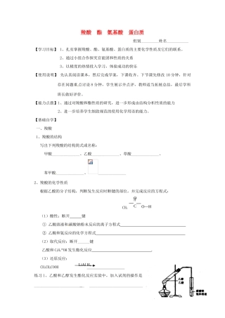山东省昌乐二中高三化学一轮复习《羧酸 酯 氨基酸 蛋白质》学案-人教版高三全册化学学案