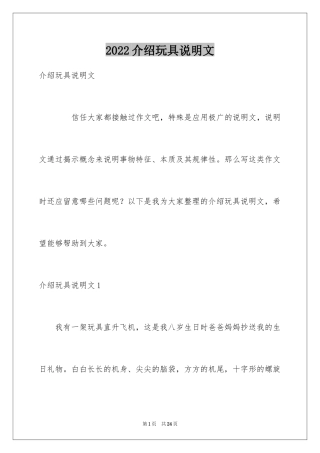 2024介绍玩具说明文