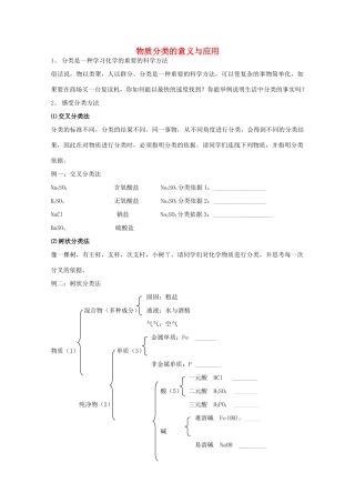 重庆市高一化学 物质分类的意义与应用学案 新人教版