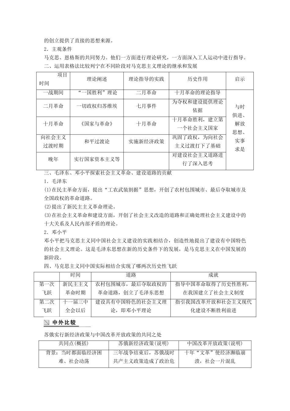 高中历史 第五章 章末学习总结学案 北师大版选修4-北师大版高二选修4历史学案_第2页