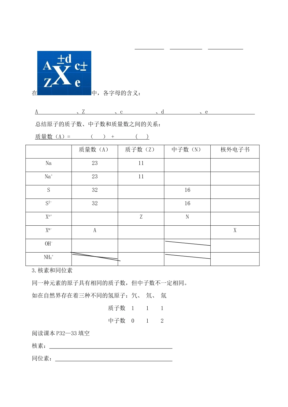 河北省邯郸四中高一化学《132 原子核的组成》导学案_第3页
