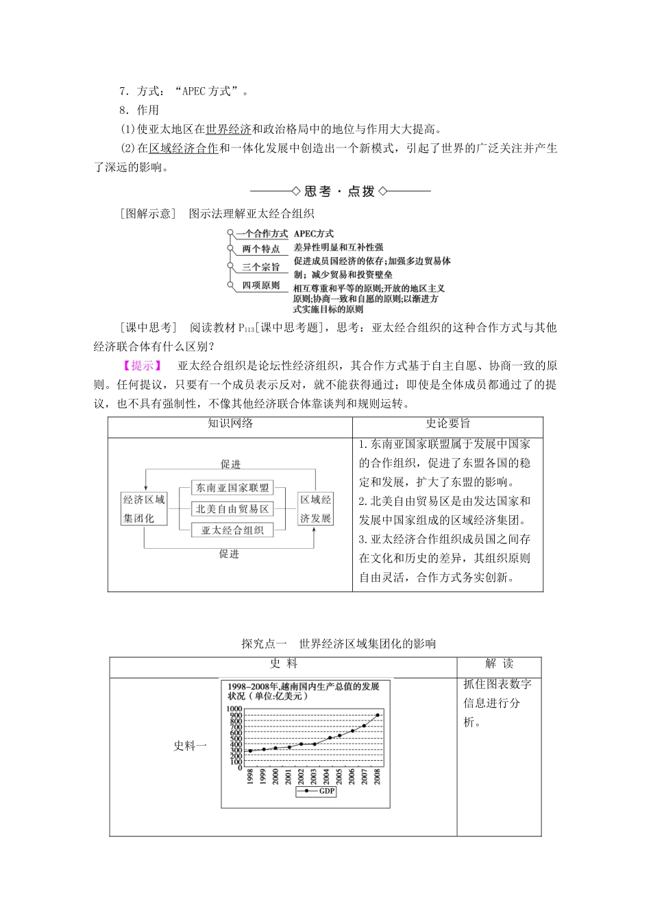 高中历史 第五单元 经济全球化的趋势 第25课 亚洲和美洲的经济区域集团化学案 岳麓版必修2-岳麓版高中必修2历史学案_第3页