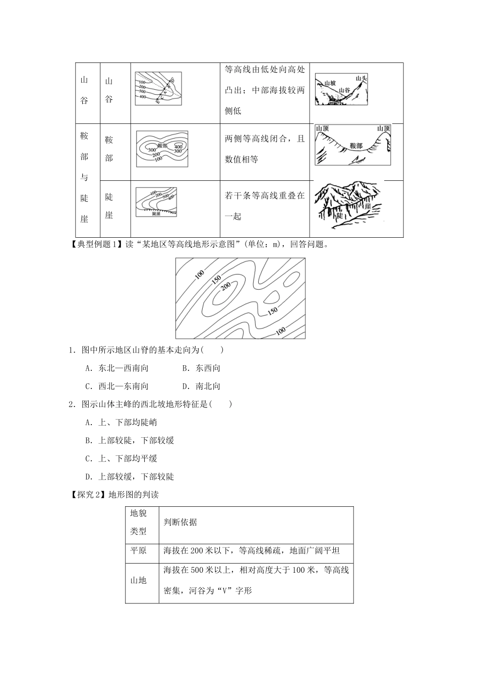 江苏省淮安市新马高级中学高中地理 第三单元单元活动 学会应用地形图教学案 新人教版必修1_第2页