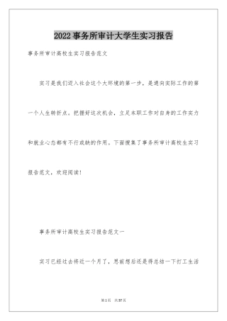 2024事务所审计大学生实习报告