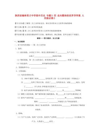 陕西省榆林育才中学高中历史 专题5 四 走向整体的世界导学案 人民版必修2