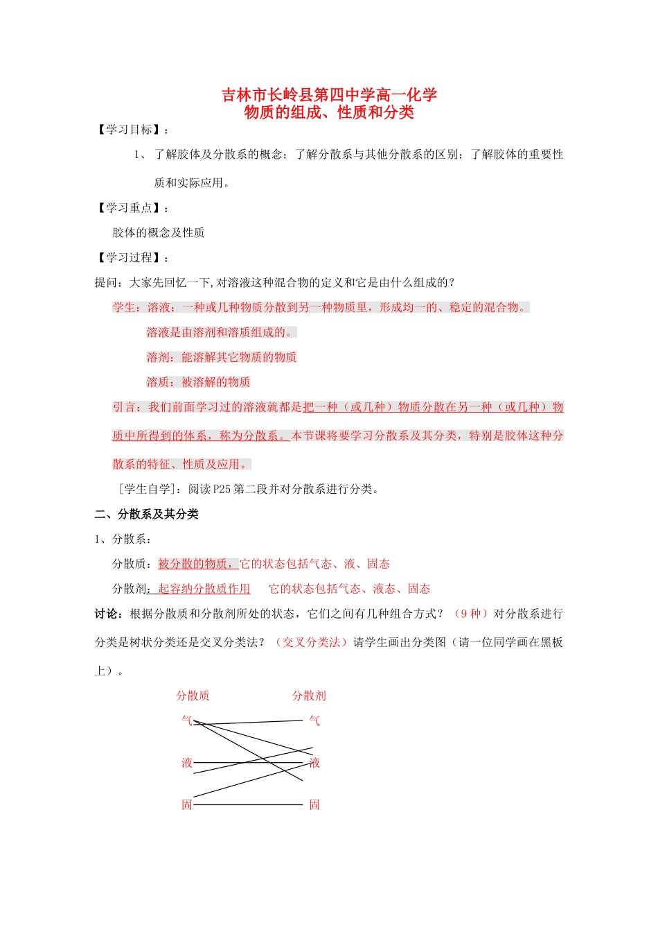 吉林省吉林市长岭县高中化学 2.1.2物质的组成、性质和分类学案 新人教版必修1_第1页
