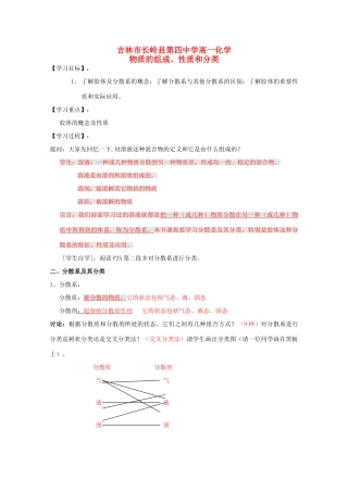 吉林省吉林市长岭县高中化学 2.1.2物质的组成、性质和分类学案 新人教版必修1