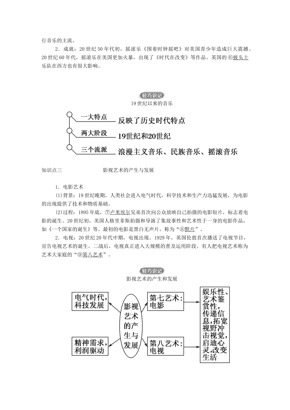 高中历史 第八单元 19世纪以来的世界文学艺术 第24课 音乐与影视艺术学案（含解析）新人教版必修3-新人教版高二必修3历史学案_第2页