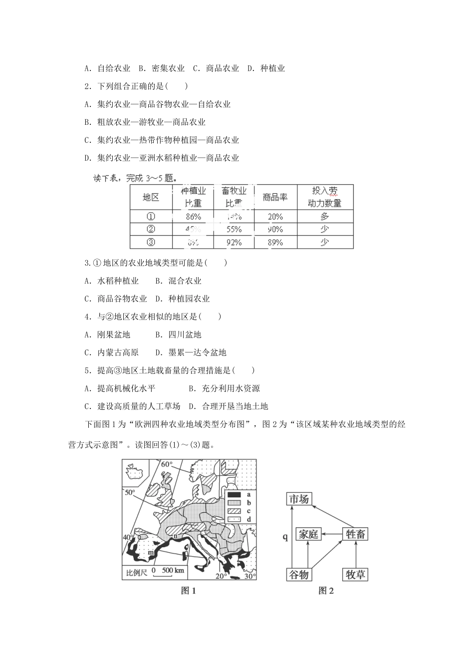 重庆市江津五中高中地理 3.2《农业区位因素与农业地域类型》（二）导学案 湘教版必修2_第3页