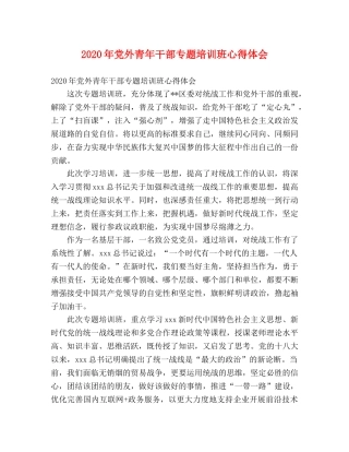 2024年党外青年干部专题培训班心得体会 