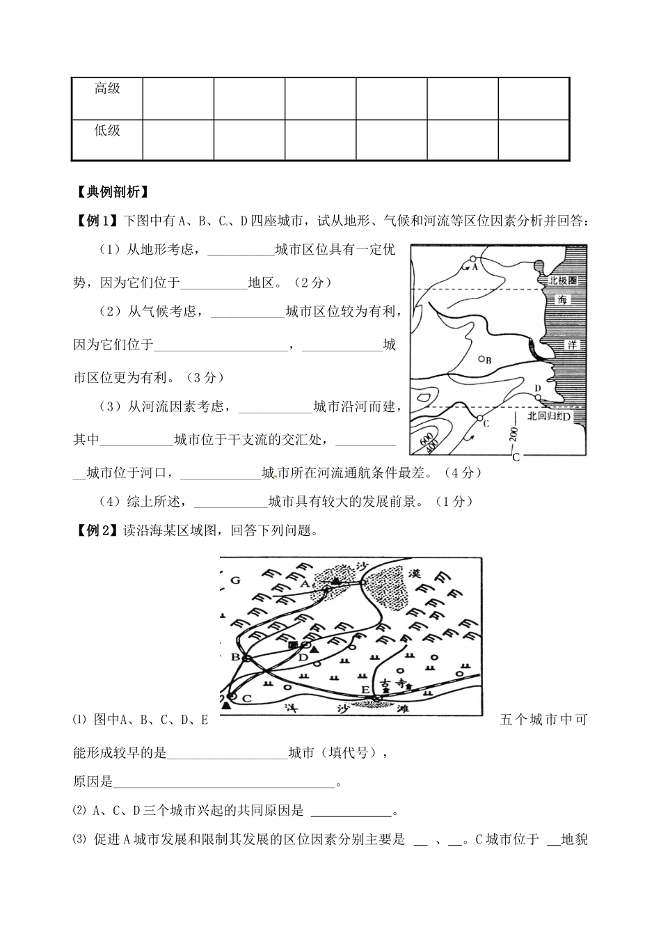 山东省泰安市肥城市第三中学高中地理 城市区位学案 鲁教版必修2_第2页