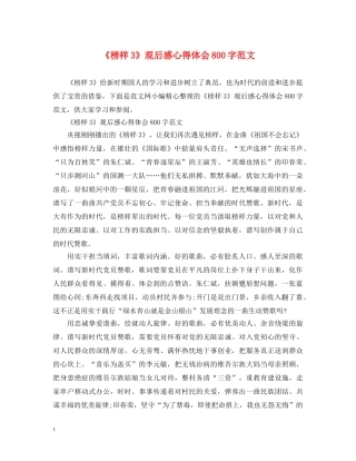 《榜样3》观后感心得体会800字范文 